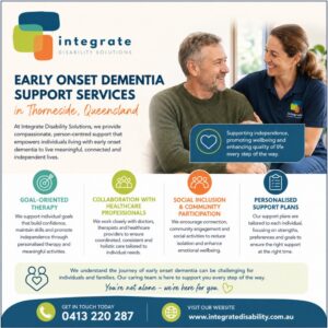 NDIS early onset dementia provider Thorneside QLD