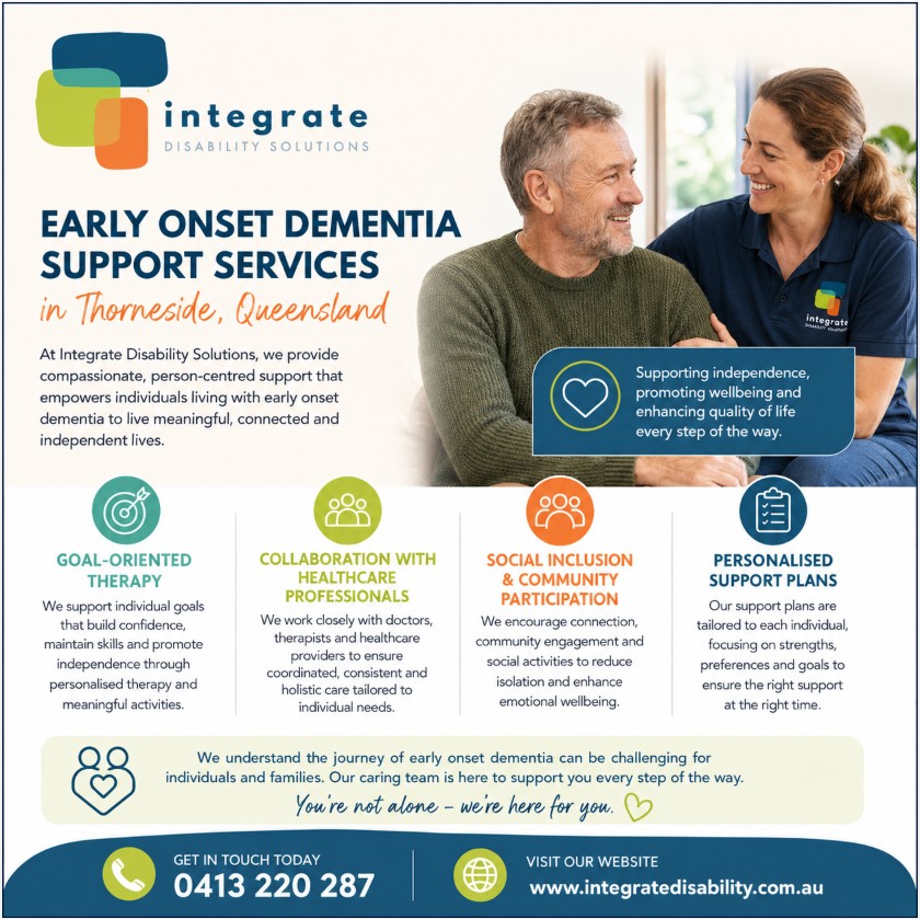 NDIS early onset dementia provider Thorneside QLD