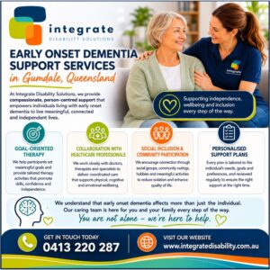 NDIS early onset dementia provider Gumdale QLD