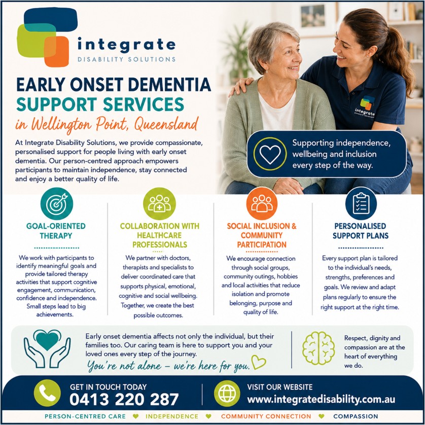 NDIS early onset dementia provider Wellington Point QLD