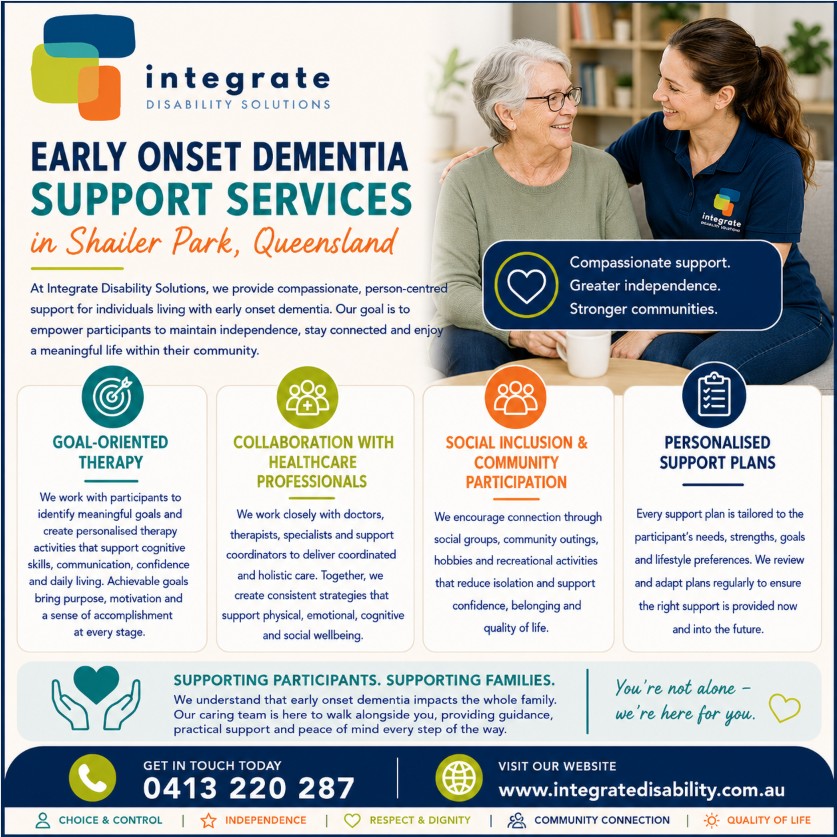 NDIS early onset dementia provider Shailer Park QLD